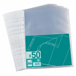 Sachet de 50 pochettes perforées Polypro 4/100e A4