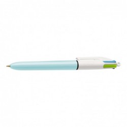 BIC Stylo à bille rechargeable pointe moyenne rétractable 4 couleurs dencre FUN (vert pomme