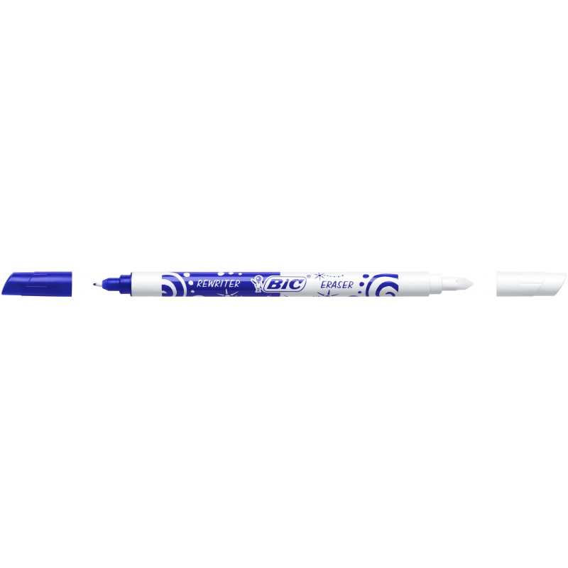 BIC Effaceur réécriveur pointe ogive et pointe fine encre bleue