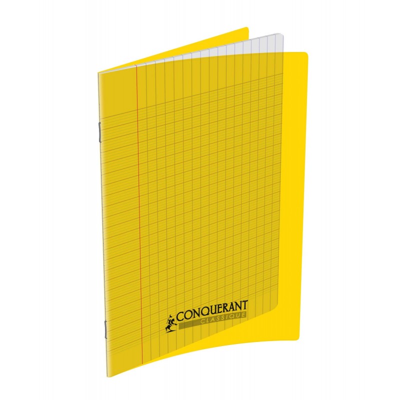 Cahier polypro  17X22 grands carreaux Jaune 90G 48P