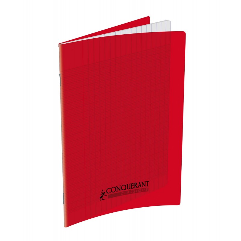 Cahier polypro 17X22 grands carreaux Rouge 90G 48P