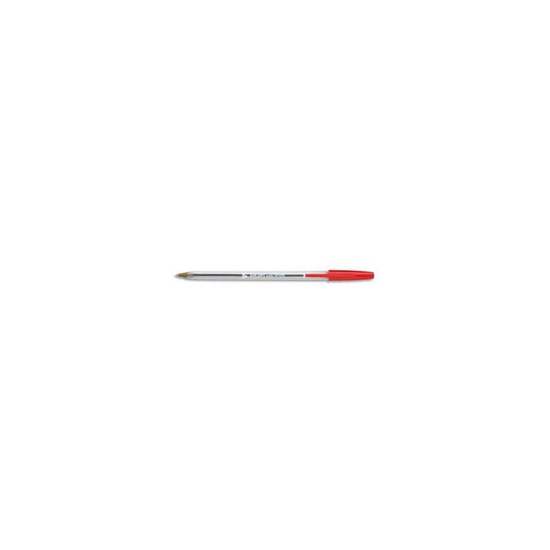 Stylo à bille pointe moyenne encre rouge corps plastique cristal avec capuchon
