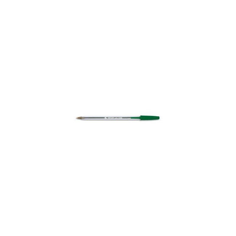 Stylo à bille pointe moyenne encre verte corps plastique cristal avec capuchon