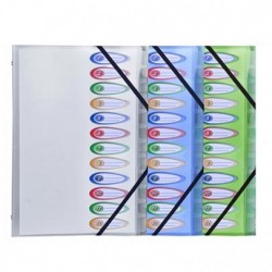 Trieur 12 compartiments 26x32cm en polyproplène opaque 5/100°. Assortis Avec index.