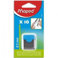 MAPED Blister étui de 10 mines de rechange pour compas pointe 2mm